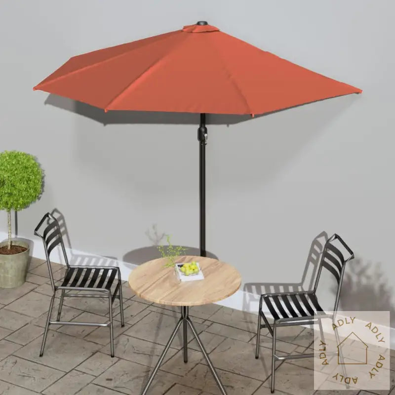 Balkongparasoll Aluminiumsstang Terrakotta 270X144X222 Cm Halv