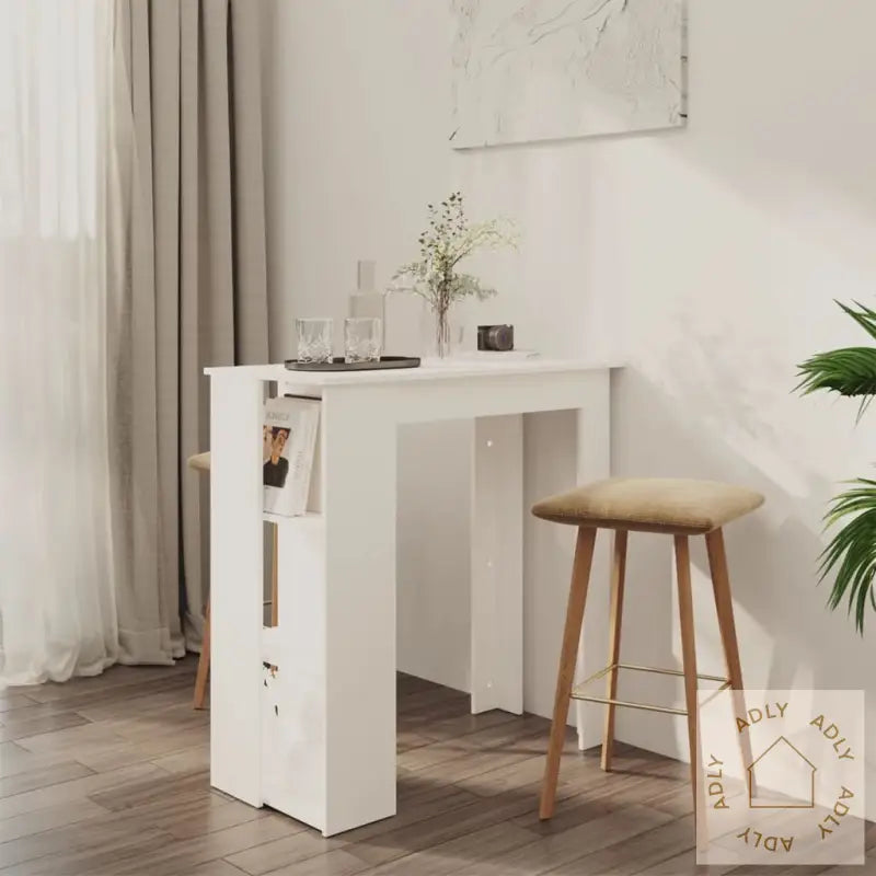 Barbord Med Hylle Hvit 102X50X103,5 Cm Konstruert Tre