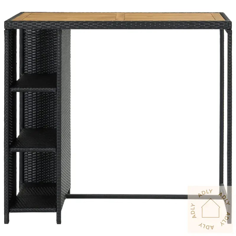 Barbord Med Oppbevaringsstativ Svart 120X60X110 Cm Polyrotting
