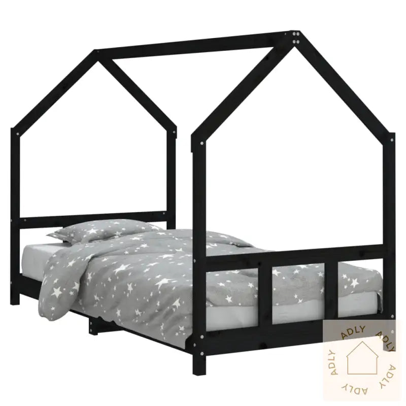 Barnesengeramme Svart 90X190 Cm Heltre Furu