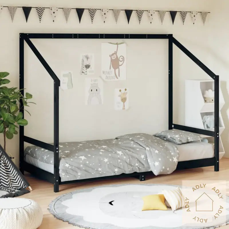 Barnesengeramme Svart 90X190 Cm Heltre Furu
