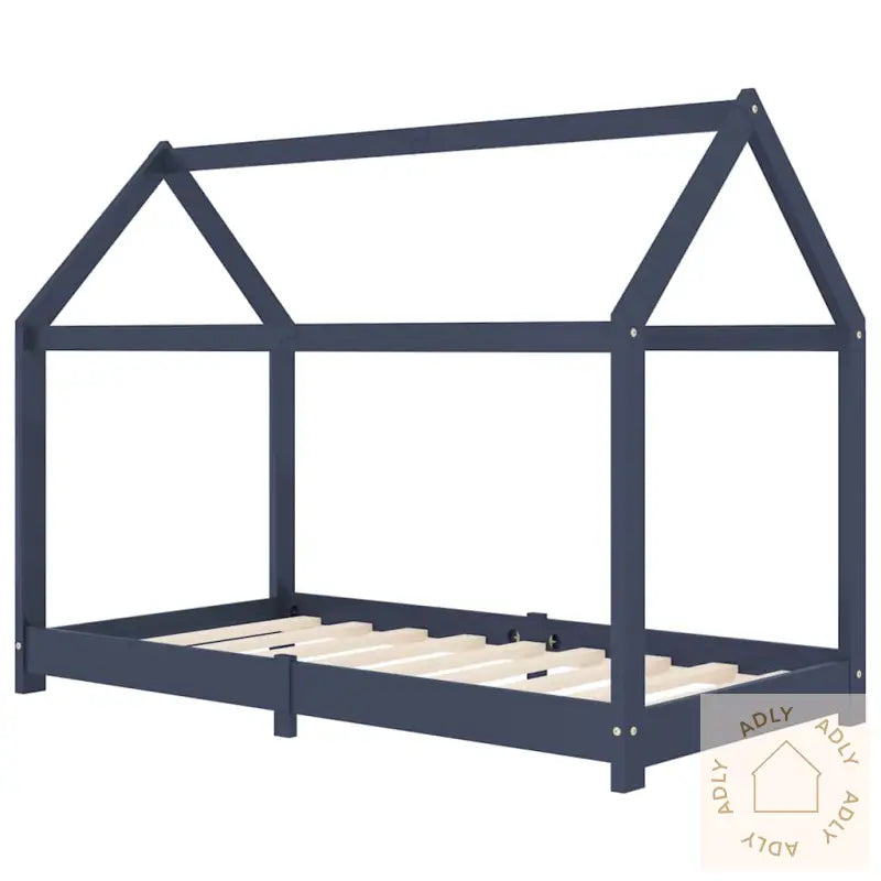 Sengeramme For Barn Heltre Furu Grå 80X160 Cm