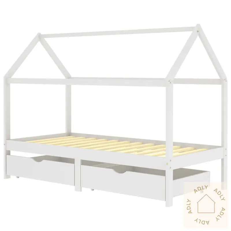 Ramme For Barneseng Med Skuffer Hvit Heltre Furu 90X200 Cm