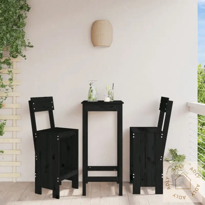 Barkrakker 2 Stk Svart 40X48,5X115,5 Cm Heltre Furu