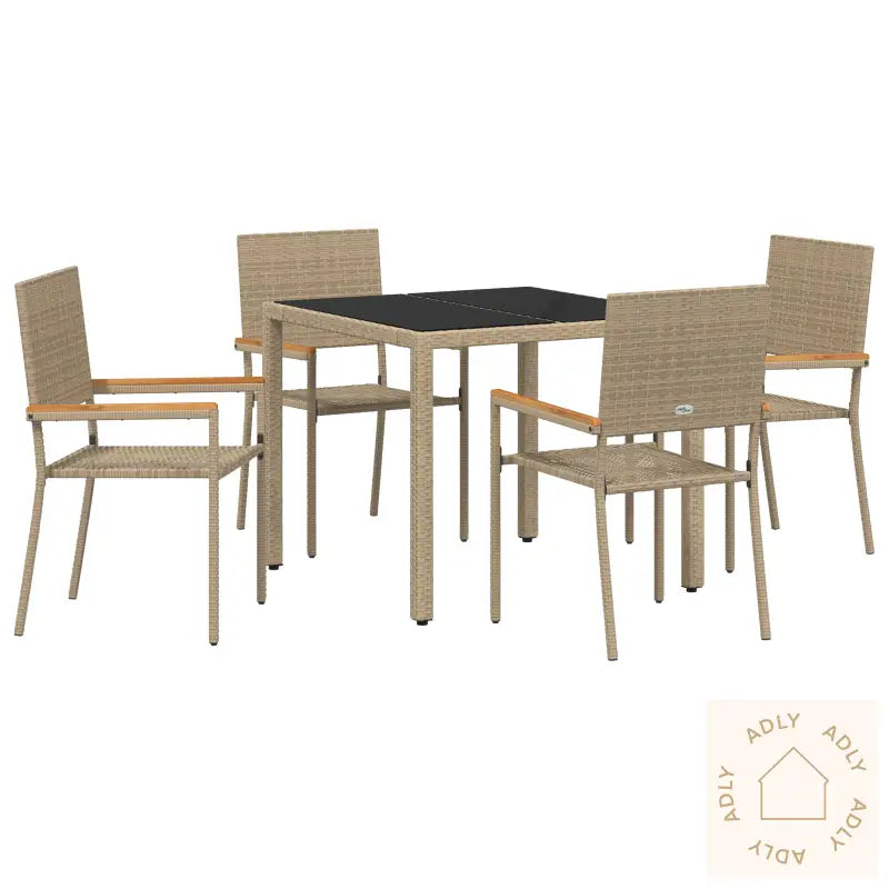 5-Delt Hage Spisegruppe Beige Polyrotting