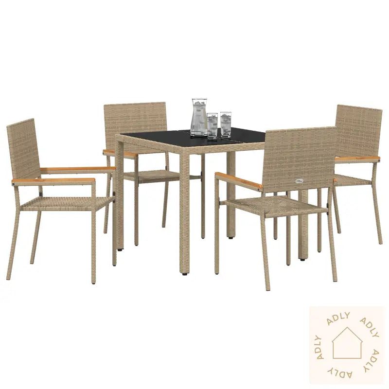 5-Delt Hage Spisegruppe Beige Polyrotting