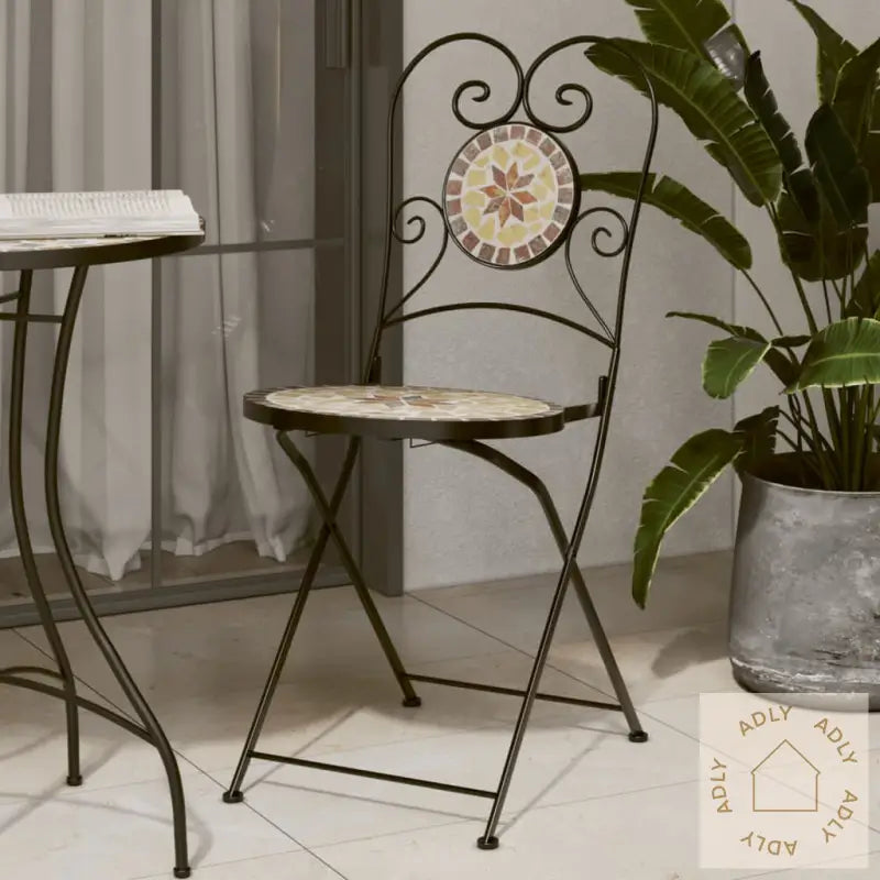 Sammenleggbare Bistrostoler 2 Stk Terrakotta Og Hvit Keramikk