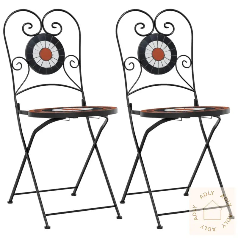 Sammenleggbare Bistrostoler 2 Stk Terrakotta Og Hvit Keramikk