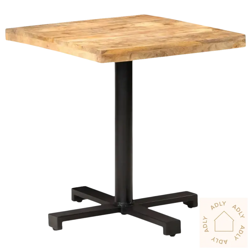 Square grovt mangotre hagemøbler bord med svart metallbase, passer perfekt