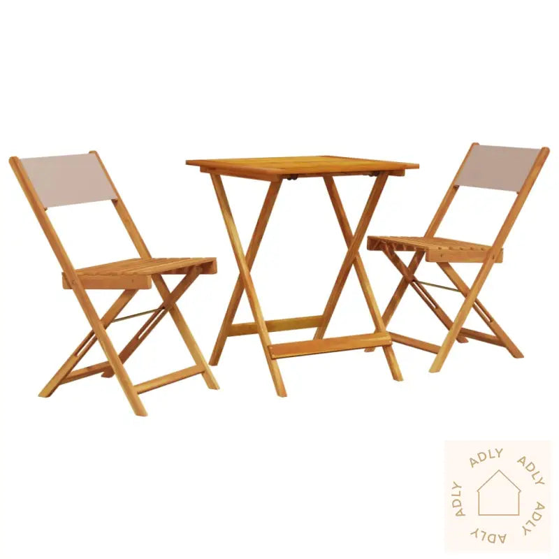 Bistrosett 3 Deler Gråbrun Stoff Og Heltre