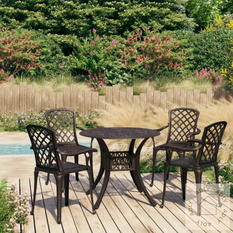 Bistrosett 5 Deler Støpt Aluminium Bronse