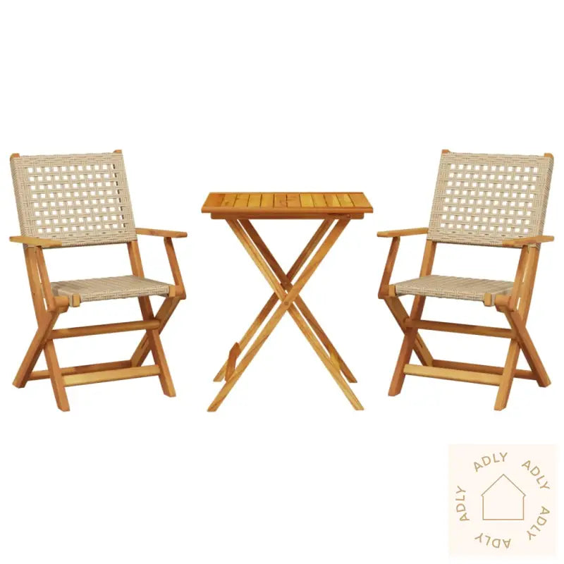 Bistrosett 3 Deler Beige Polyrotting Og Heltre