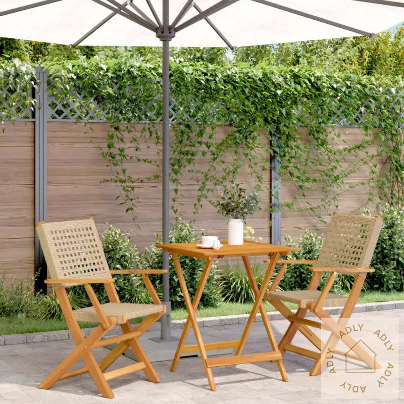 Bistrosett 3 Deler Beige Polyrotting Og Heltre