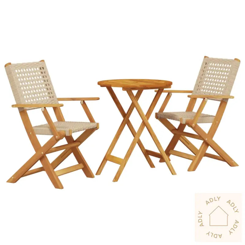 Bistrosett 3 Deler Beige Polyrotting Og Heltre