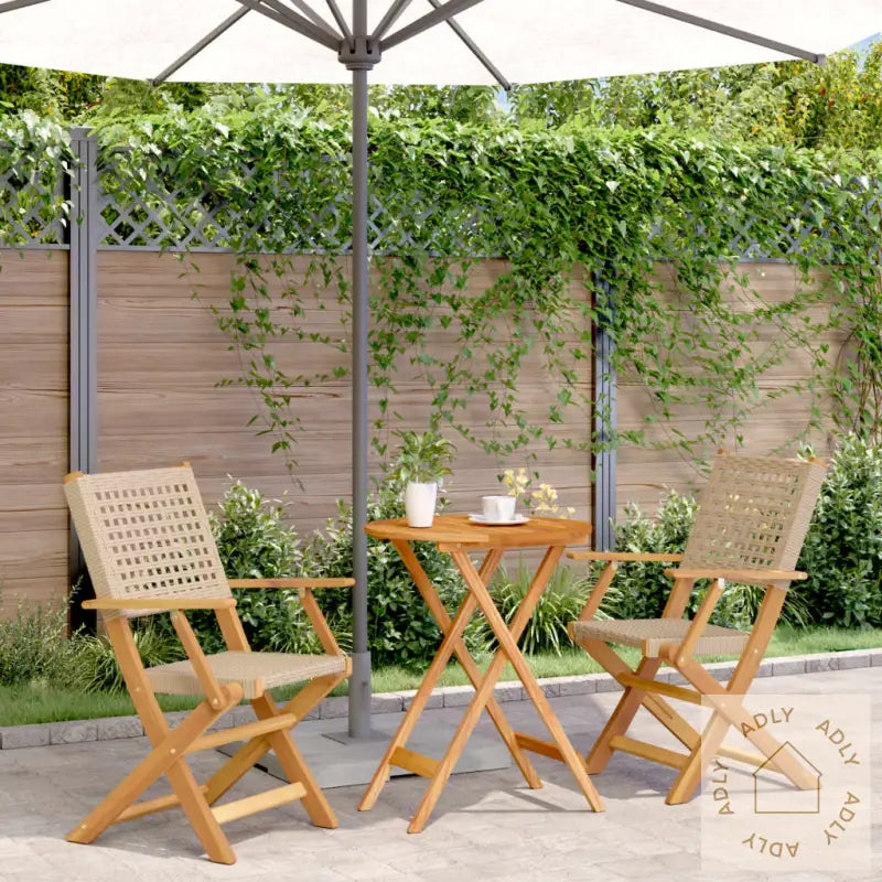 Bistrosett 3 Deler Beige Polyrotting Og Heltre