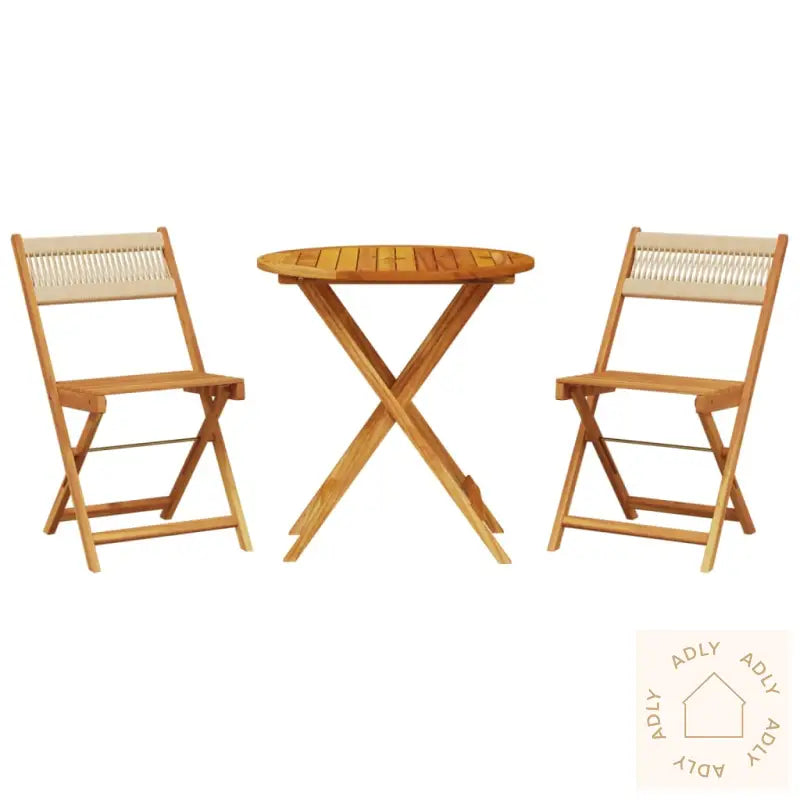 Bistrosett 3 Deler Beige Polypropylen Og Heltre