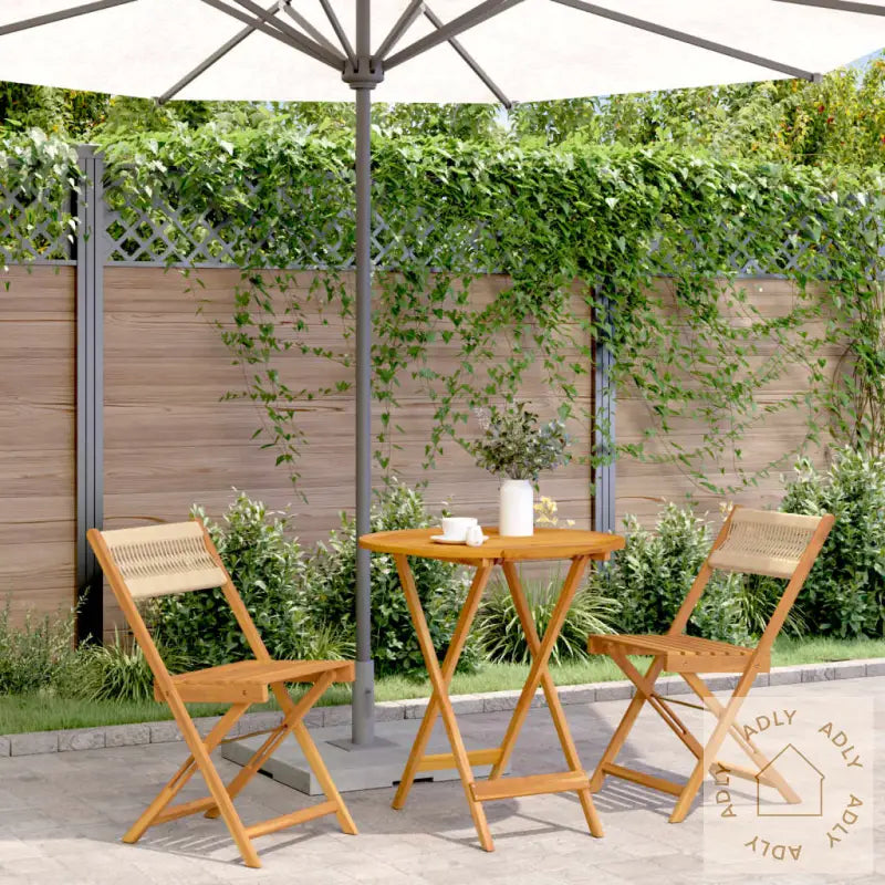 Bistrosett 3 Deler Beige Polypropylen Og Heltre