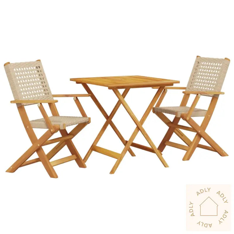 Bistrosett 3 Deler Beige Polyrotting Og Heltre