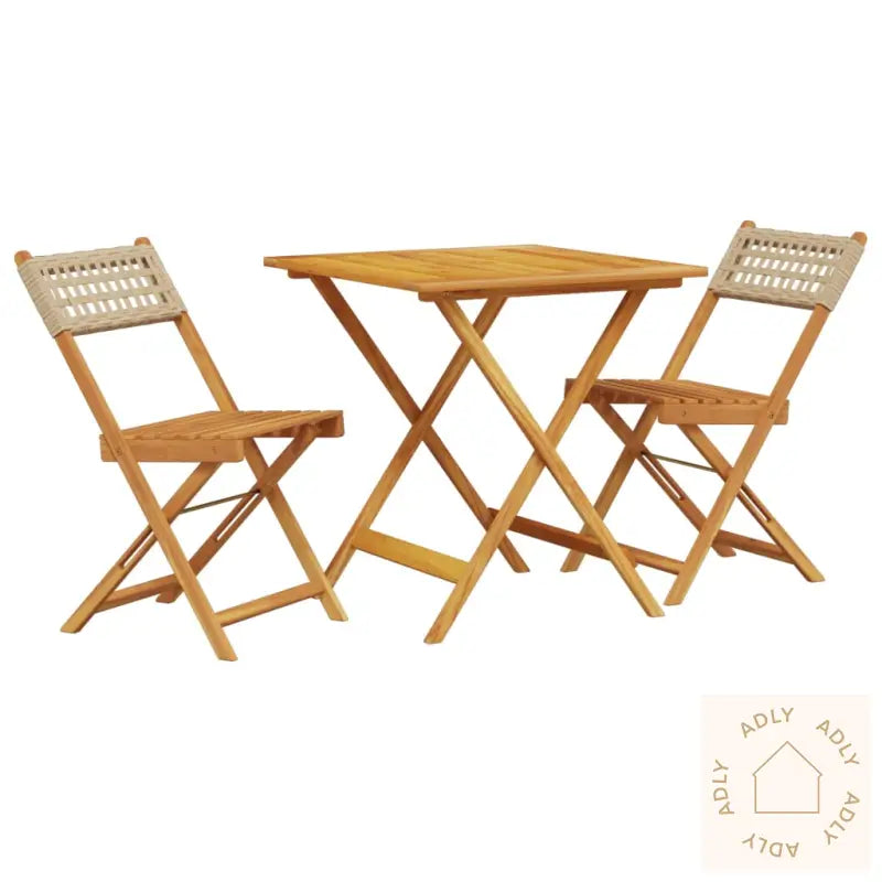 Bistrosett 3 Deler Beige Polyrotting Og Heltre