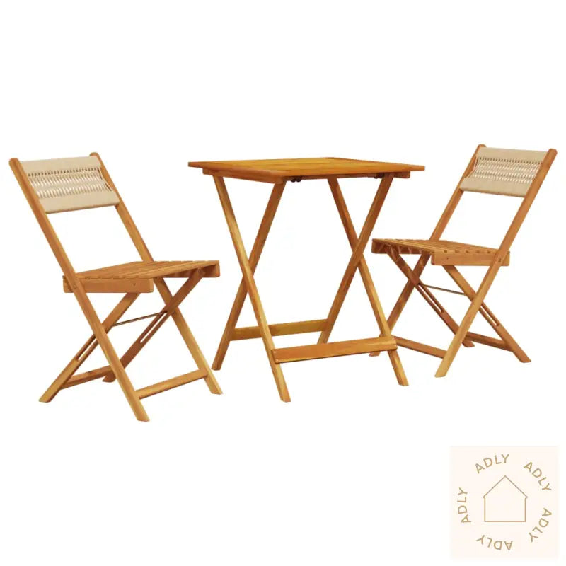 Bistrosett 3 Deler Beige Polypropylen Og Heltre