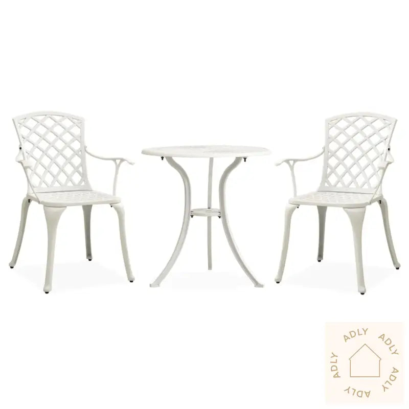 Bistrosett 3 Deler Støpt Aluminium Hvit