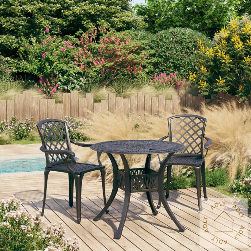 Bistrosett 3 Deler Støpt Aluminium Svart