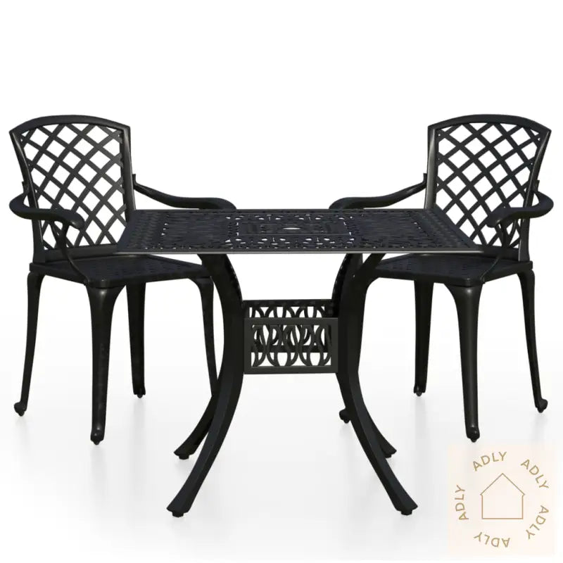 Bistrosett 3 Deler Støpt Aluminium Svart