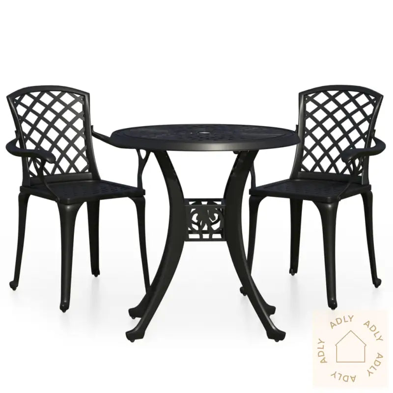 Bistrosett 3 Deler Støpt Aluminium Svart