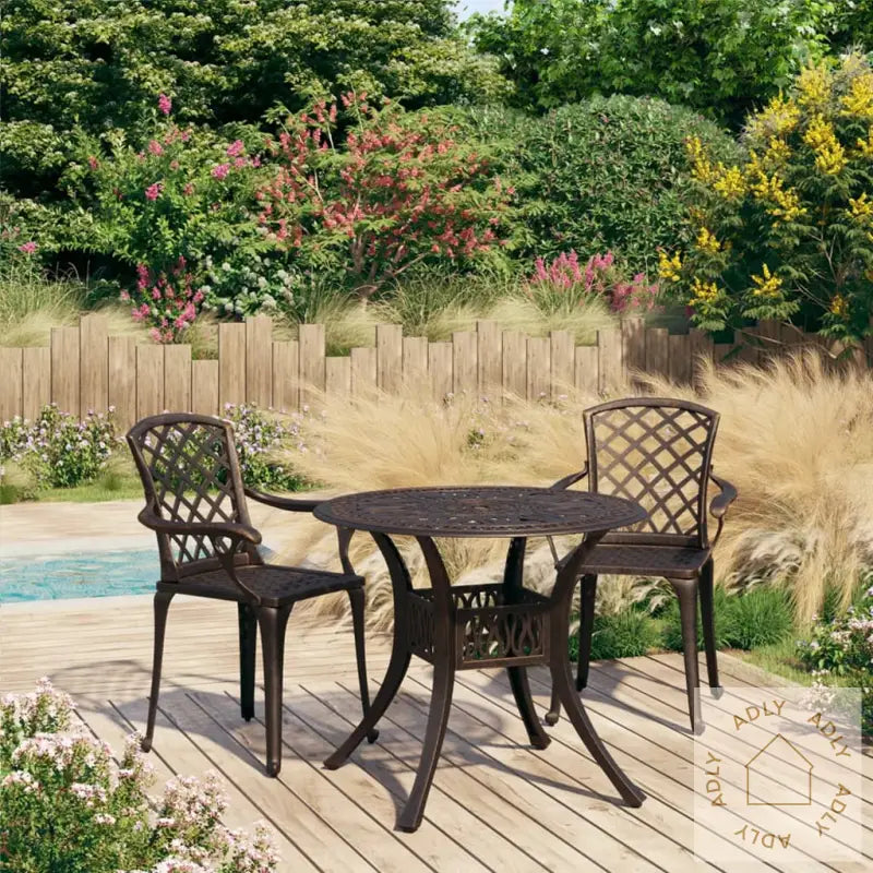 Bistrosett 3 Deler Støpt Aluminium Bronse