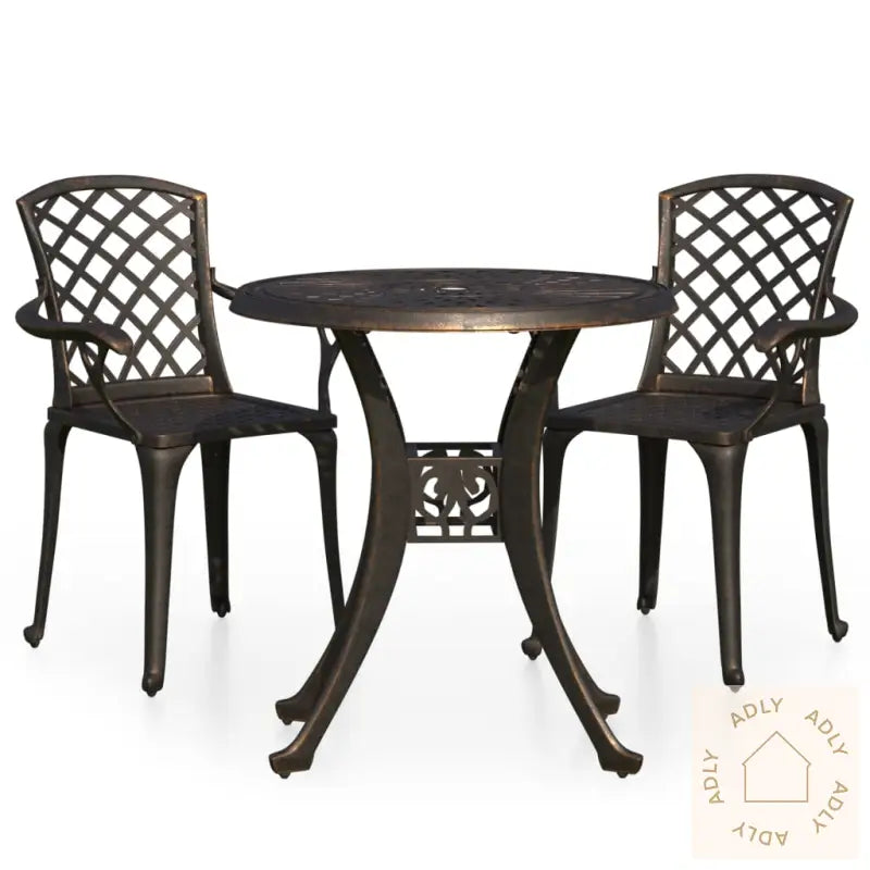 Bistrosett 3 Deler Støpt Aluminium Bronse