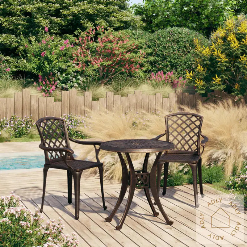 Bistrosett 3 Deler Støpt Aluminium Bronse