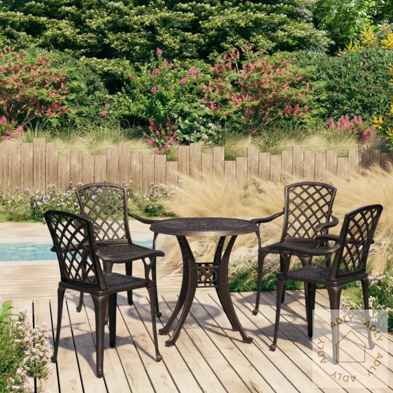 Bistrosett 5 Deler Støpt Aluminium Bronse