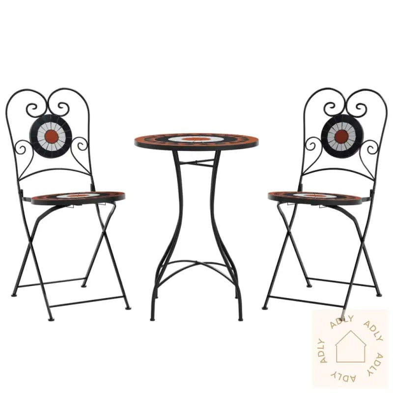 Bistrobord Med Mosaikk Terrakotta Og Hvit Jern Og Keramikk