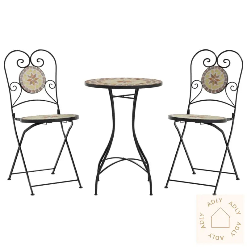 Bistrobord Med Mosaikk Terrakotta Og Hvit Jern Og Keramikk