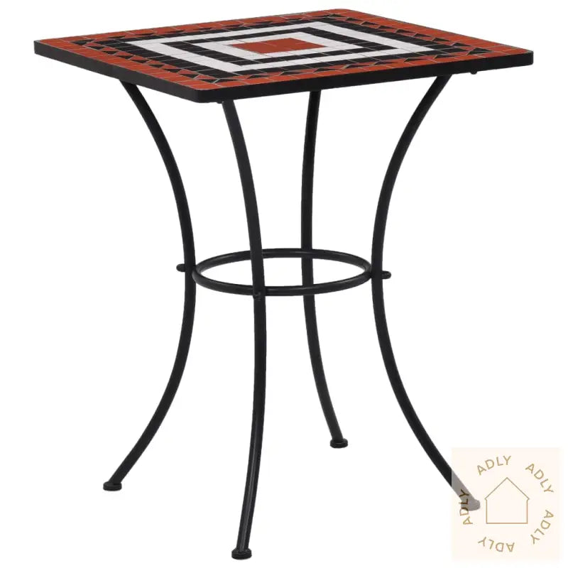 Mosaikkbistrosett Med Keramikkfliser 3 Deler Terrakotta Og Hvit