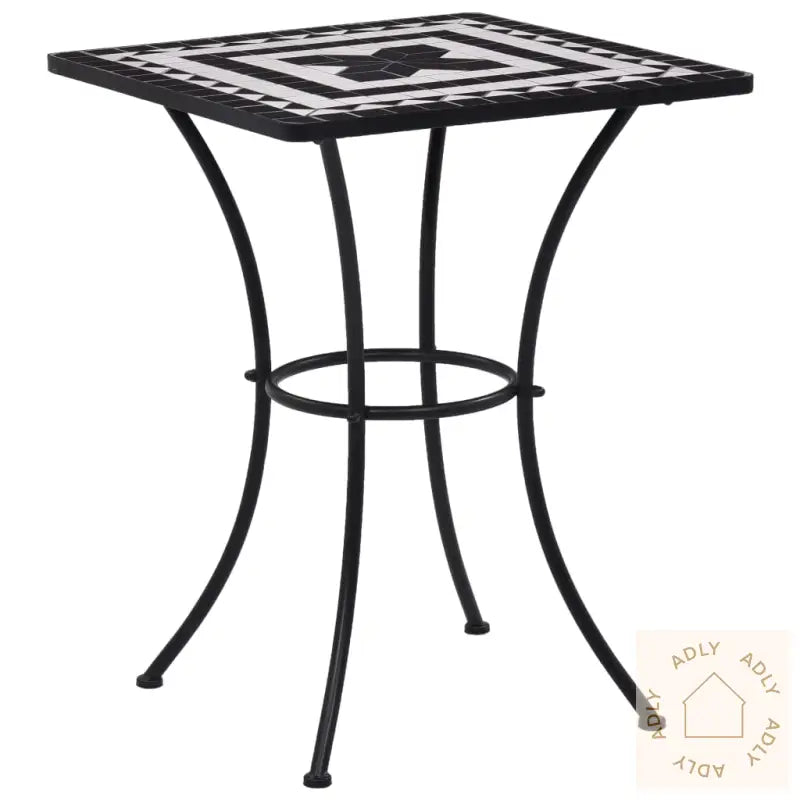 Mosaikkbistrosett Med Keramikkfliser 3 Deler Svart Og Hvit