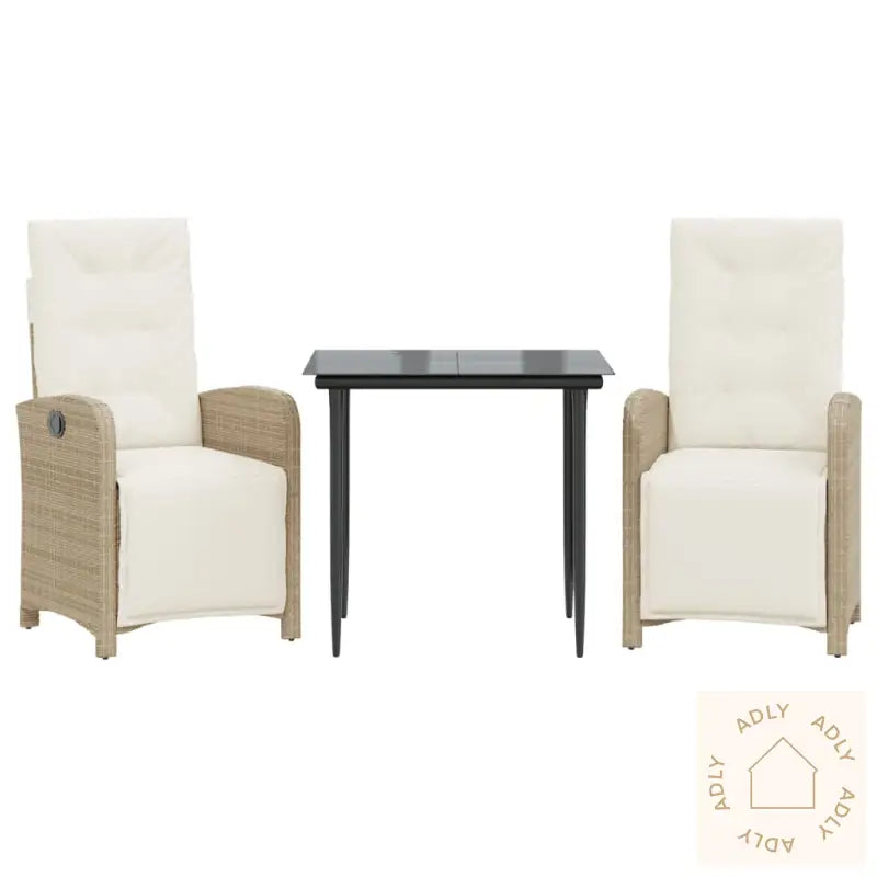 Bistrosett 3 Deler Med Puter Beige Polyrotting