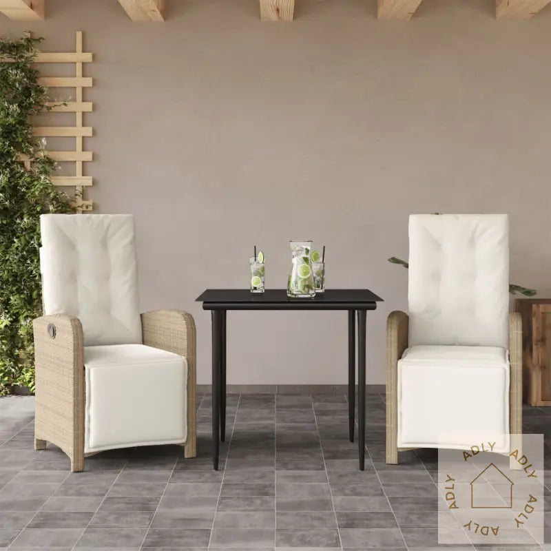Bistrosett 3 Deler Med Puter Beige Polyrotting