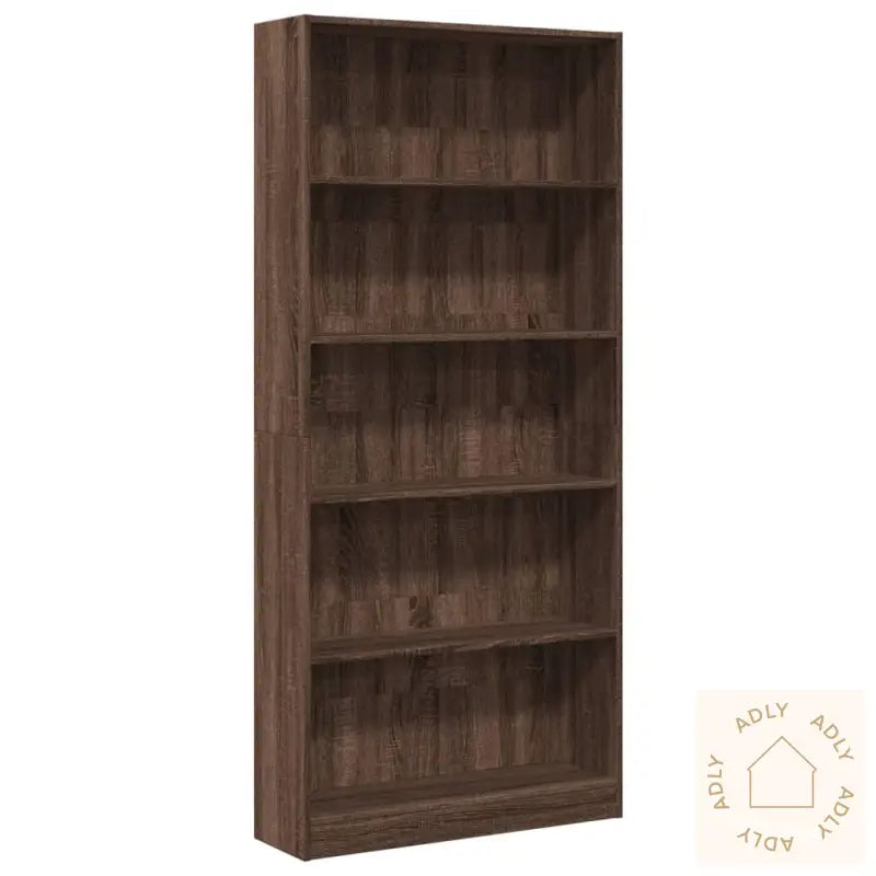 Bokhylle Brun Eik 80X24X176 Cm Konstruert Tre
