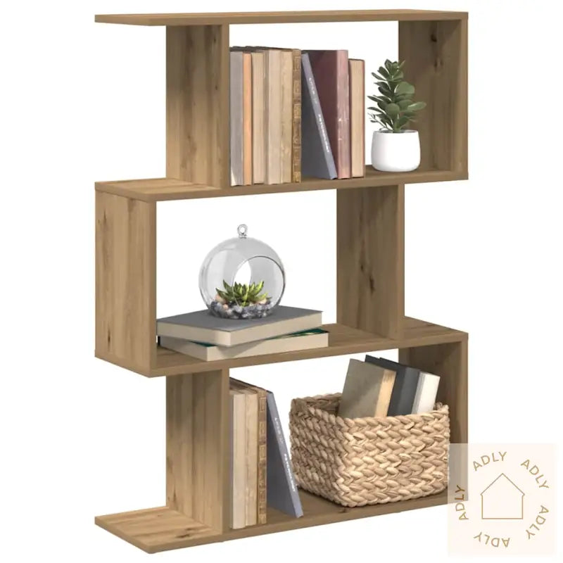 Romdeler Bokhylle 3 Lag Artisan Eik 70X24X97 Cm Konstruert Tre