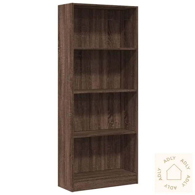 Bokhylle Brun Eik 60X24X143 Cm Konstruert Tre