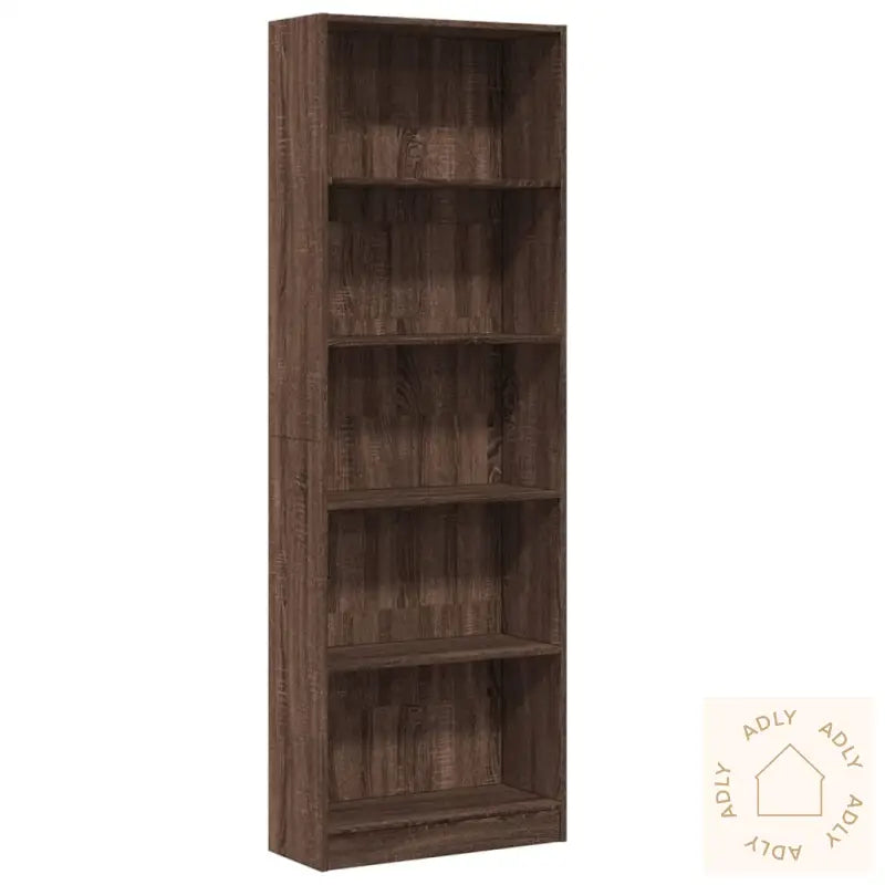 Bokhylle Brun Eik 60X24X176 Cm Konstruert Tre