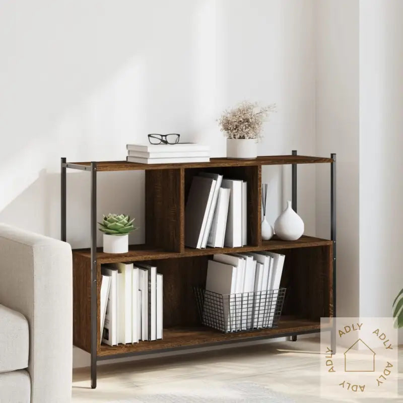 Bokhylle Brun Eik 102X28X77,5 Cm Konstruert Tre