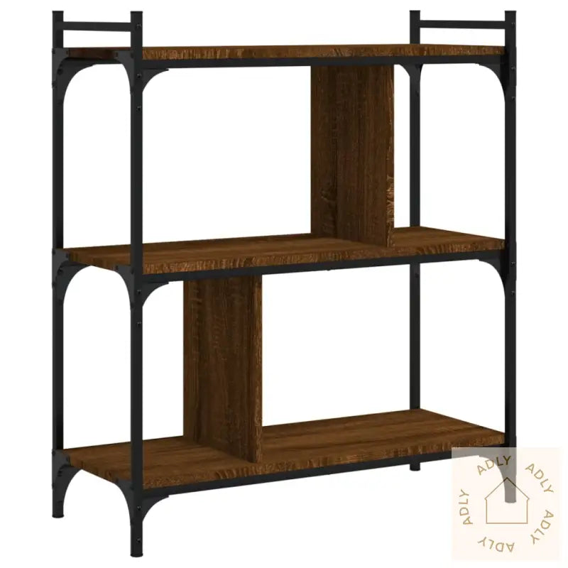 Bokhylle 3 Etasjer Brun Eik 76X32X88 Cm Konstruert Tre