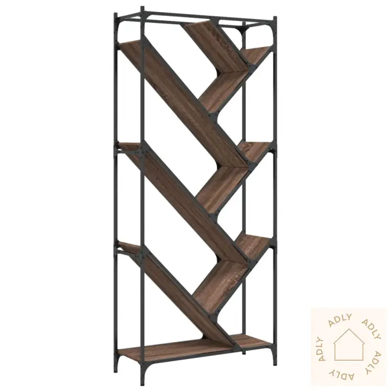 Bokhylle Brun Eik 79X30X180 Cm Konstruert Tre Og Metall