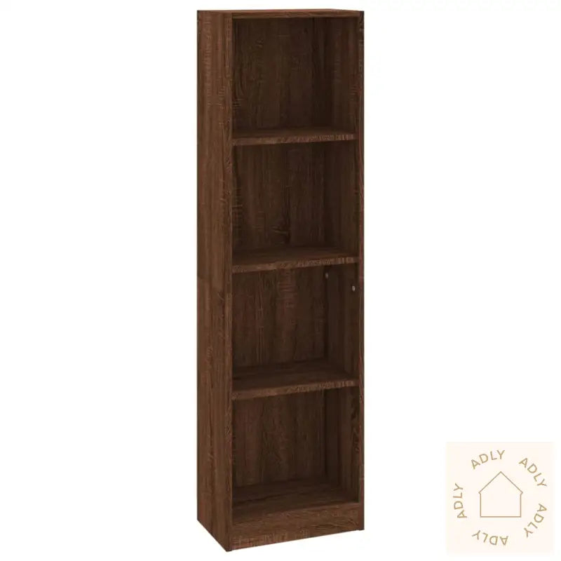 Bokhylle 4 Etasjer Brun Eik 40X24X143 Cm Konstruert Tre