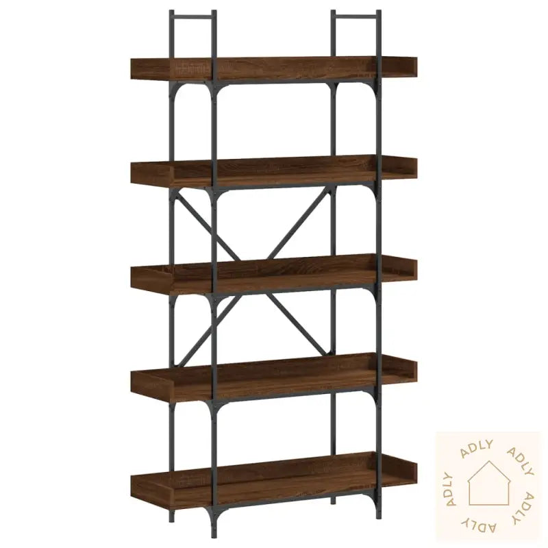 Bokhylle 5 Etasjer Brun Eik 100X33X180,5 Cm Konstruert Tre