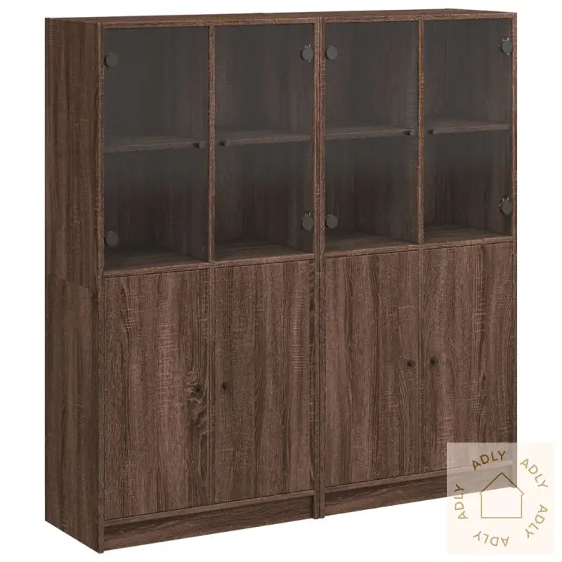 Bokhylle Med Dører Brun Eik 136X37X142 Cm Konstruert Tre