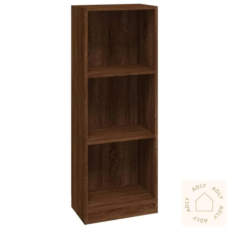 Bokhylle 3 Etasjer Brun Eik 40X24X109 Cm Konstruert Tre