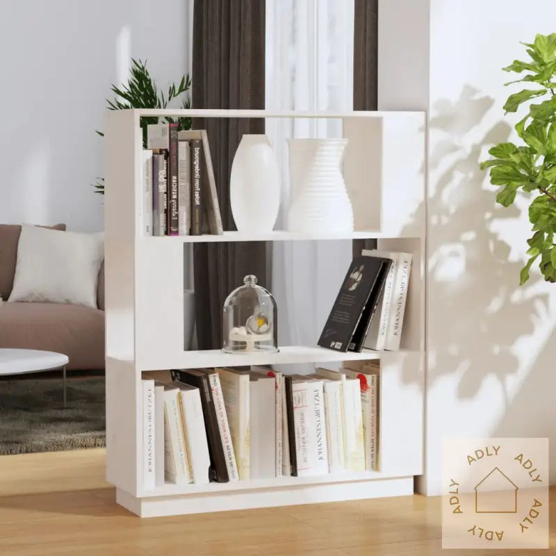 Bokhylle/Romdeler Hvit 80X25X101 Cm Heltre Furu
